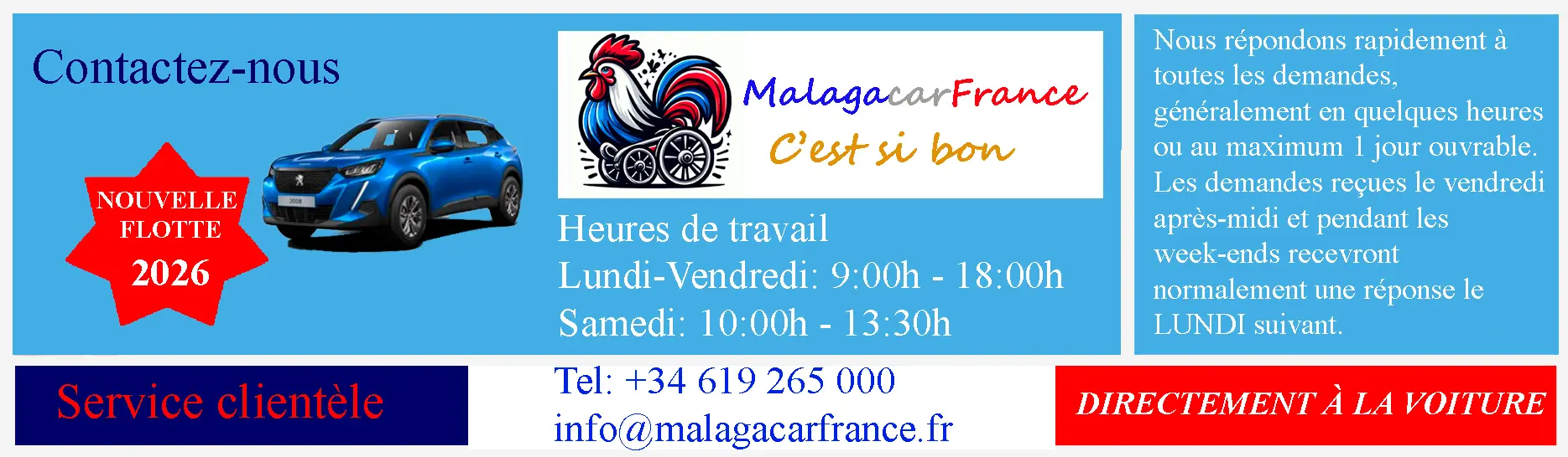 Contact MalagaCarFrance - Location de voiture à l'aéroport de Malaga